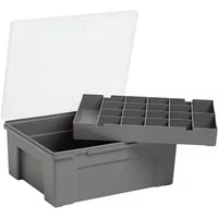 Wham Organiser Box 5.04.01 38cm with 19 Division Removable Tray Soft Grey/Clear