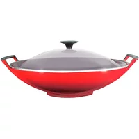 Le Creuset Cerise Cast Iron Wok & Glass Lid
