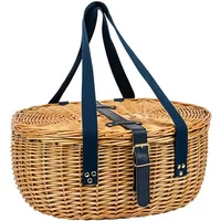 Sara Miller by Navigate 4 Person Filled Oval Wicker Basket Natural & Navy