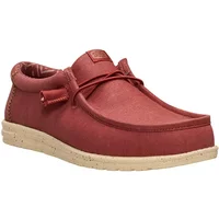 HeyDude Shoes Mens Wally Stretch Canvas Burnt Red Boulder Tan