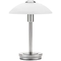 BHS Archie Satin Nickel and Alabaster Touch Lamp