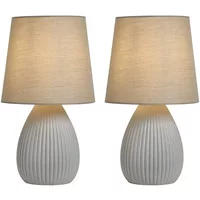 BHS Freya Teardrop Set Of 2 Ceramic Light Grey Table Lamps