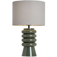 BHS Rahya Ribbed Glass Green Table Lamp