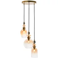 BHS Seline Cascade Glass & Satin Brass 3 Light Ceiling Cluster