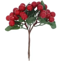 Gisela Graham Red Berry with Leaves Pick Cluster