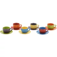 BIA International Set of 6 Harlequin Espresso Cups & Saucers