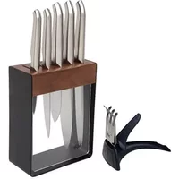 Furi Pro 7 Piece Black Knife Block Set With Diamond Sharpener