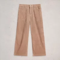 White Stuff Tia Cord Wide Leg Crop Trousers Light Natural Size 20