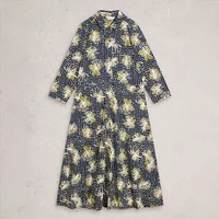 White Stuff Rua Jersey Shirt Dress Navy Print Size 16