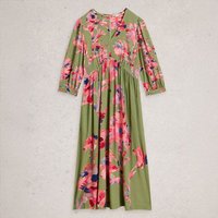 White Stuff Lucy Midi Dress Green Multi Size 10