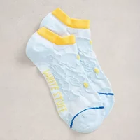 White Stuff Textured Flower Trainer Socks Blue Multi