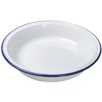 Falcon Enamel 14cm White With Cobalt Blue Rim Round Pie Plate