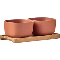 BIA International Share Set of 2 Square Bowls Terracotta