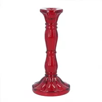 Gisela Graham Red Glass Large Moulded Candlestick Holder