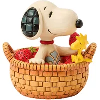 Peanuts by Jim Shore Snoopy & Woodstock in Basket of Strawberries Figurine