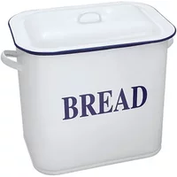 Falcon Enamel 34cm White With Cobalt Blue Rim Rectangular Bread Bin