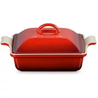 Le Creuset Cerise Stoneware 23cm Heritage Square Dish with Lid