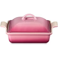 Le Creuset Rose Quartz Stoneware 23cm Heritage Square Dish with Lid