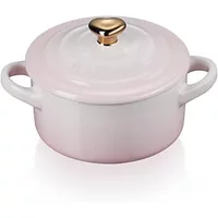 Le Creuset Shell Pink Petite Round Casserole with Heart Knob