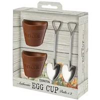 Eddingtons Flower Pot Set Of 2 Egg Cups And Spoons