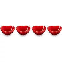 Le Creuset Cerise Stoneware Set of 4 Heart Bowls