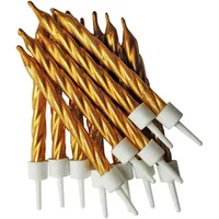 Anniversary House Metallic Candles Gold with Holders Pack of 12