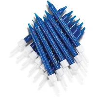 Anniversary House Glitter Candles Navy with Holders Pack of 12