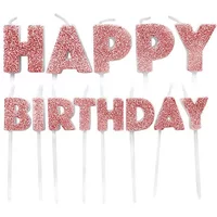 Anniversary House Rose Gold Happy Birthday Pick Candles