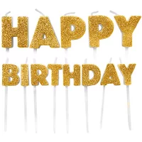 Anniversary House Happy Birthday Pick Candles Gold Glitter Pack of 13