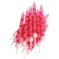 Anniversary House Hearts Candles Pink with Holders Pack of 12