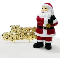 Anniversary House Traditional Santa Resin Cake Topper & Gold Merry Christmas