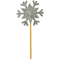 Anniversary House Glitter Silver Snowflake Cake Toppers