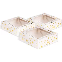Anniversary House Gold Star Small Square Treat Boxes with Window Foil