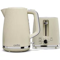 Cello Aria Vanilla Cream 2 Slot Toaster & Kettle