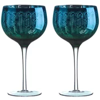 Artland Peacock Set Of 2 Gin Glasses