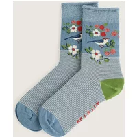 Seasalt Womens Snowy Scenes Socks Sweet Nightingale Stripe Lichen Size 4-7