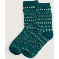 Seasalt Womens Fair Isle Socks Cross Stitch Dark Thyme Size 4-7