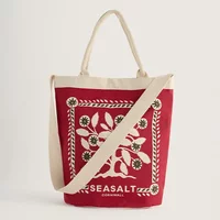 Seasalt Canvas Tote Bag Festive Tree Crimson