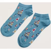 Seasalt Mens Bamboo Arty Trainer Socks Lizard Boats Enamel Size 8-12