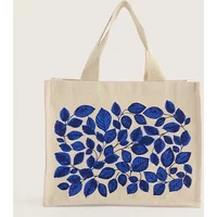 Seasalt Canvas Cute Bag Speckled Leaves Light Marine