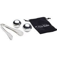 BarCraft Stainless Steel Set Of 2 Ice Balls & Tongs