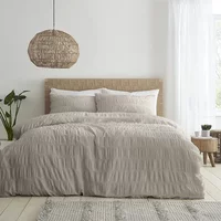 Catherine Lansfield Seersucker Double Duvet Set Natural