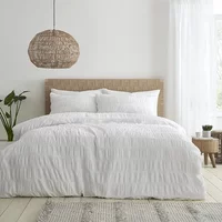 Catherine Lansfield Seersucker Double Duvet Set White