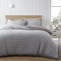 Catherine Lansfield Cosy Nori Sherpa Super King Duvet Set Silver