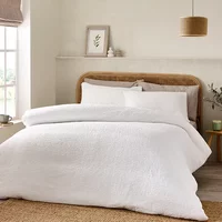 Catherine Lansfield Crinkle Seersucker Duvet Cover Set White