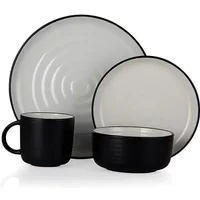 Barbary & Oak Cascade 16 Piece Dinnerware Set Black