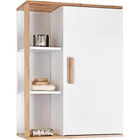 Showerdrape Cassino Bamboo/White Bathroom Wall Cabinet with Display Shelves