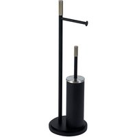 Showerdrape Chester Black Toilet Roll Holder & Toilet Brush Combination