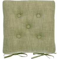 Walton & Co Chambray Seat Pad With Ties Olive
