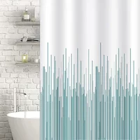Showerdrape City Stripe Teal Shower Curtain